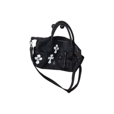 Custom Cross Embellished Black Handbag Shoulder Bag