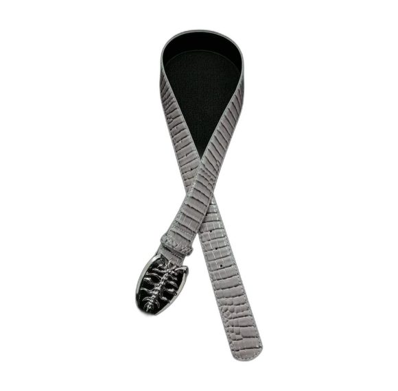Custom Crocodile Embossed Belt with Skull Buckle