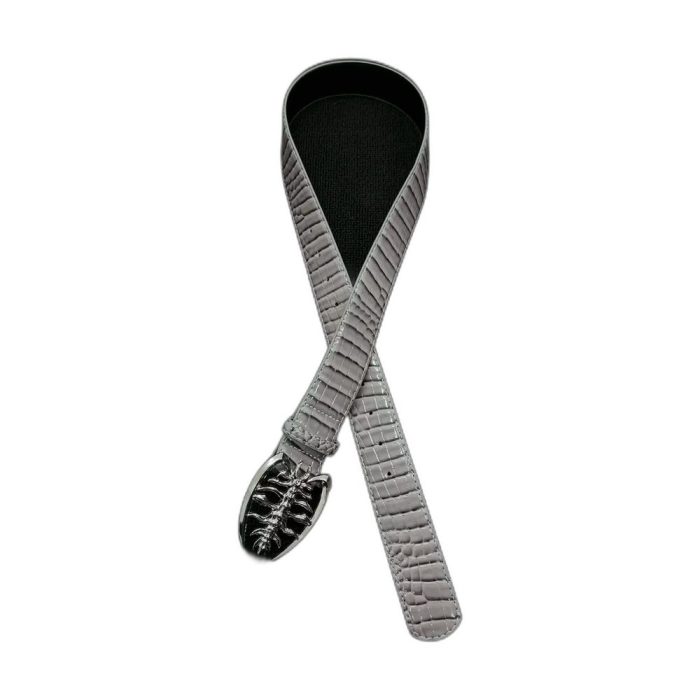 Custom Crocodile Embossed Belt with Skull Buckle