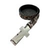 Custom Leopard Print Belt with Cross Buckle and Rivets