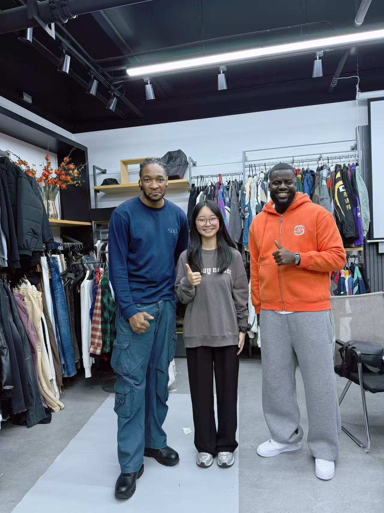 French client visiting INFULLSAIL clothing manufacturer in Dongguan