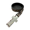 Custom Leopard Print Belt with Cross Buckle and Rivets