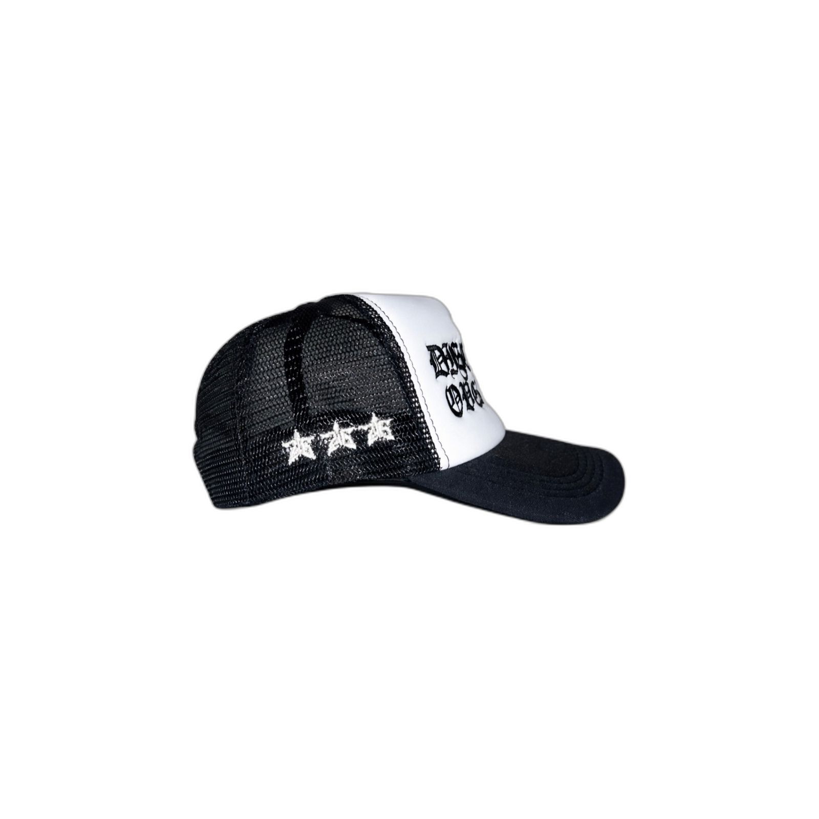 DISCIPLINE OVER LUCK Gothic Embroidery Trucker Cap from the INFULLSAIL streetwear range
