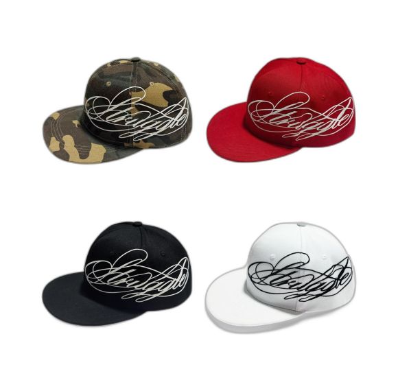 Struggle Cursive Embroidery Snapback Cap Camo Red