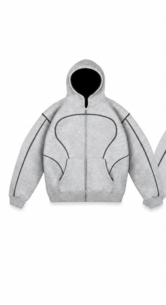 Custom Light Grey Zip-Up Hoodie Wholesale