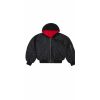 Custom Reversible Black Red Hooded Bomber Jacket Wholesale
