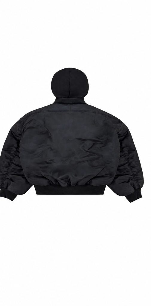Custom Reversible Black Red Hooded Bomber Jacket Wholesale wholesale