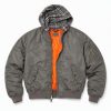 Custom Hooded MA-1 Bomber Jacket with Check Lining Wholesale