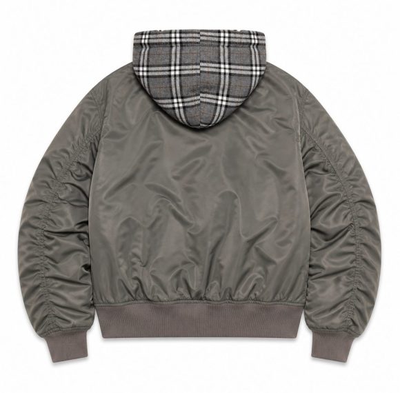 Custom Hooded MA-1 Bomber Jacket with Check Lining Wholesale