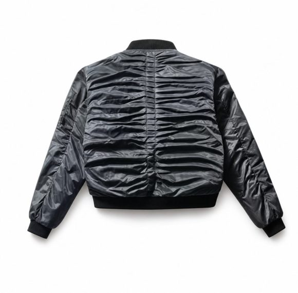 Custom Glossy Black Bomber Jacket Wholesale