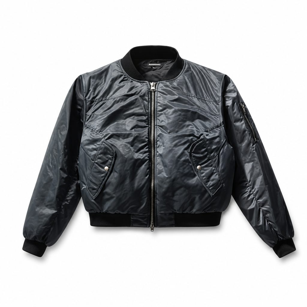 Custom Glossy Black Bomber Jacket Wholesale wholesale