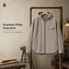 Custom Washed Grey Hooded Utility Jacket Wholesale