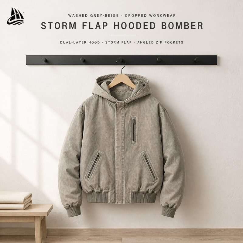 Custom Heavy Wash Hooded Utility Jacket Wholesale wholesale