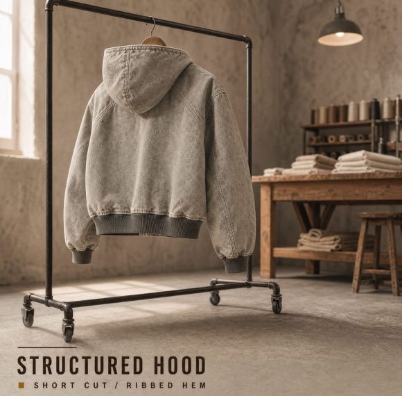 Custom Washed Hooded Utility Jacket with Zip Pockets Wholesale