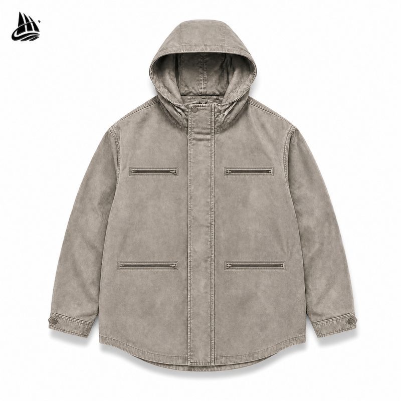 Custom Longline Hooded Utility Jacket Wholesale wholesale