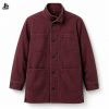 Custom Wine Red Button-Front Utility Shirt Jacket Wholesale