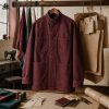 Custom Wine Red Button-Front Utility Shirt Jacket Wholesale
