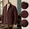 Custom Wine Red Button-Front Utility Shirt Jacket Wholesale