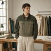 Custom Olive Contrast Button-Front Utility Jacket Wholesale