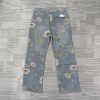 Custom Floral Print Wide-Leg Jeans Wholesale
