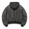 Custom Acid Wash Hooded Bomber Jacket Wholesale