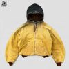 Custom Washed Yellow Hooded Utility Jacket Wholesale