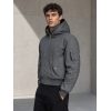Custom Grey Hooded Bomber Jacket with Back Panel Wholesale