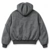 Custom Grey Hooded Bomber Jacket with Back Panel Wholesale