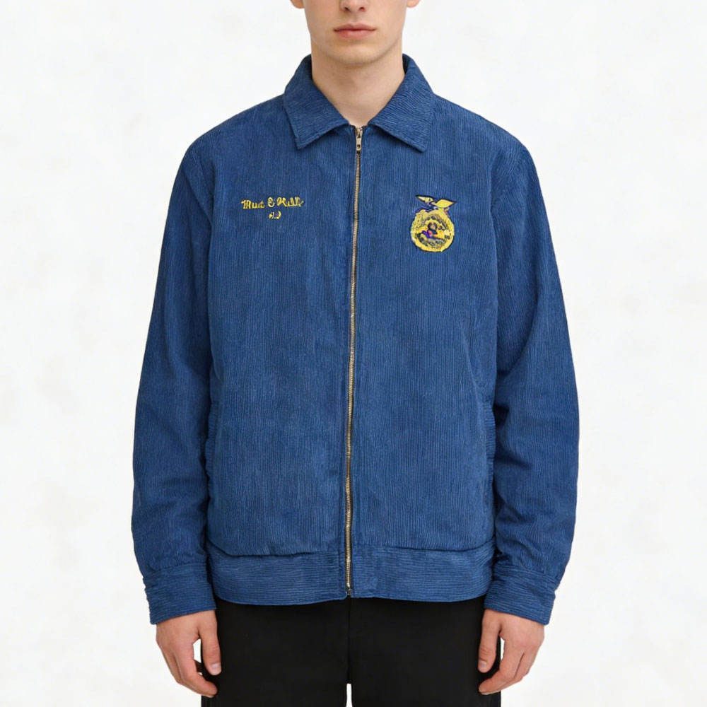 Custom Corduroy Embroidered Varsity Zip Jacket Wholesale wholesale
