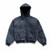 Custom Brushed Denim Hooded Jacket with Horn Buttons Wholesale