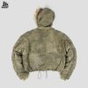 Custom Washed Hooded Puffer Jacket with Faux Fur Trim Wholesale