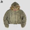 Custom Washed Hooded Puffer Jacket with Faux Fur Trim Wholesale