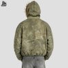 Custom Washed Hooded Puffer Jacket with Faux Fur Trim Wholesale