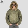 Custom Washed Hooded Puffer Jacket with Faux Fur Trim Wholesale