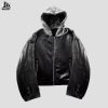 Custom Leather Hooded Jacket with Contrast Hood Wholesale