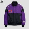 Custom Color-Block Varsity Bomber Jacket with 77 Patch Wholesale