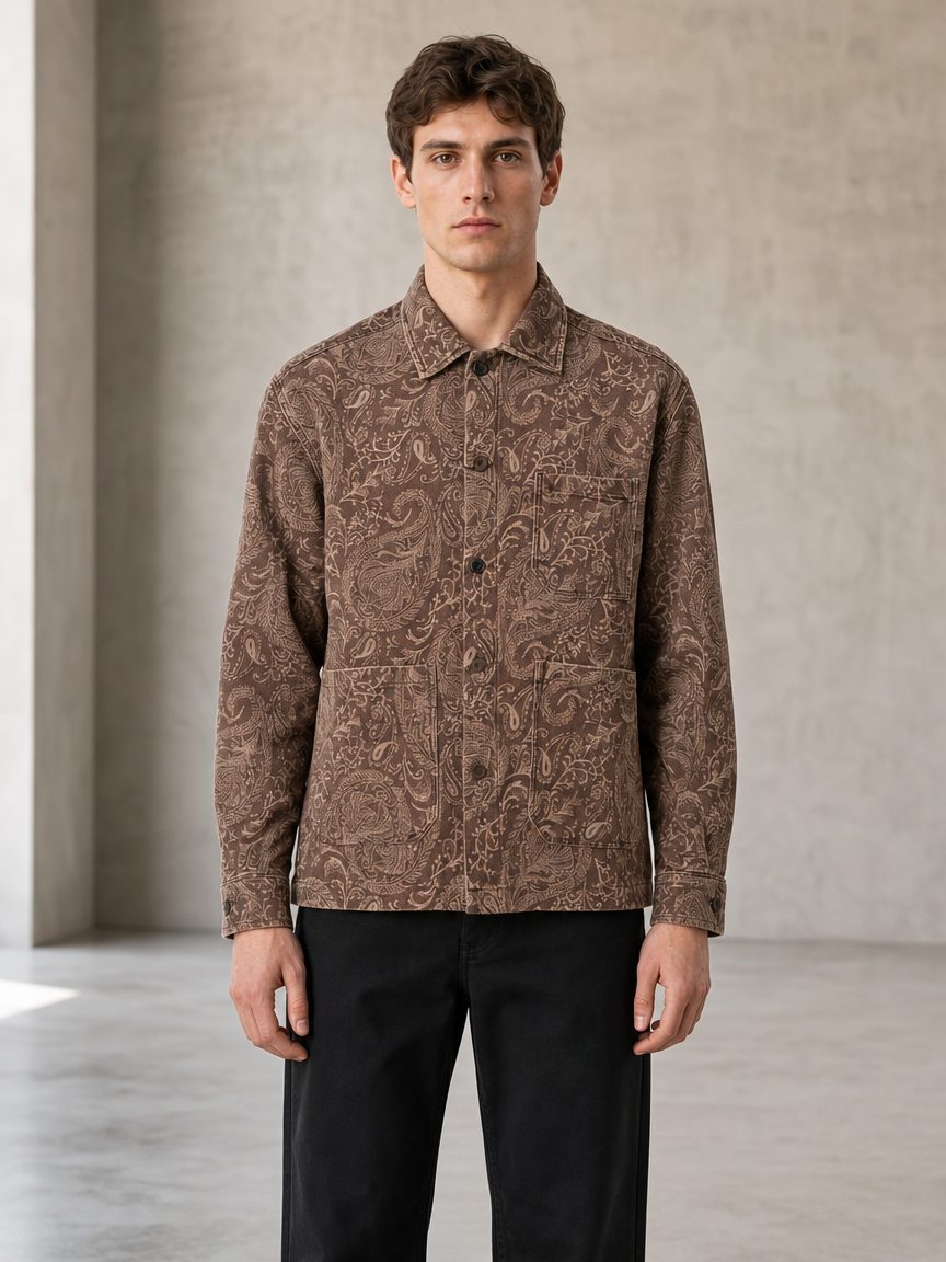 Custom Paisley Jacquard Overshirt Wholesale wholesale