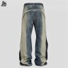 Custom Deconstructed Two-Tone Denim Pants Wholesale