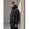 Custom Acid Wash Hooded Jacket with Patch Pockets Wholesale