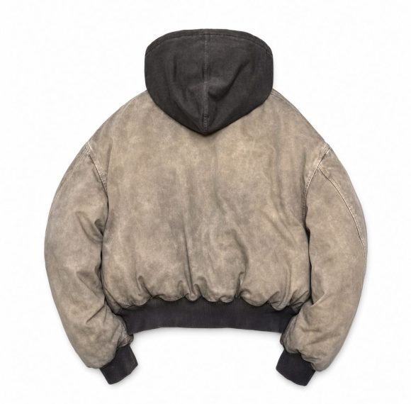 Custom Washed Oversized Hooded Bomber Jacket Wholesale