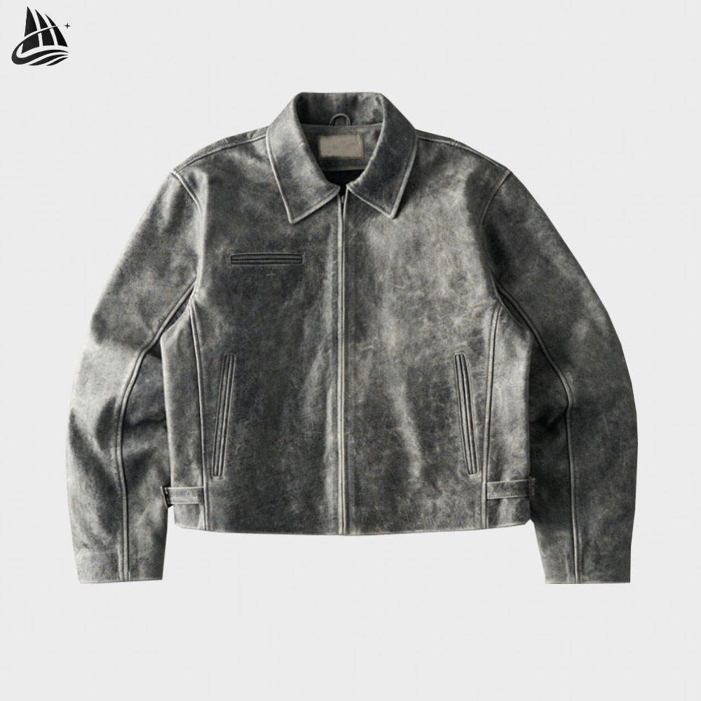 Custom Washed PU Moto Jacket with Waist Buckles Wholesale wholesale