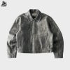 Custom Washed PU Moto Jacket with Waist Buckles Wholesale