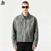 Custom Washed PU Moto Jacket with Waist Buckles Wholesale