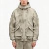 Custom Washed Olive Hooded Utility Jacket with Patch Pockets Wholesale