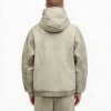 Custom Washed Olive Hooded Utility Jacket with Patch Pockets Wholesale