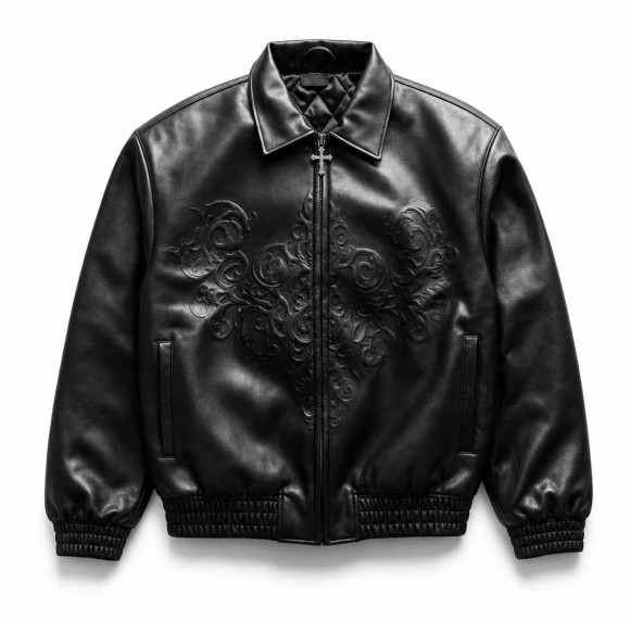Vintage Embossed PU Leather Moto Jacket