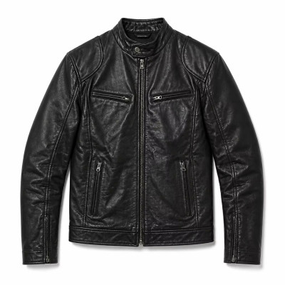 Custom Winter Black Racing Motorcycle Leather Jacket