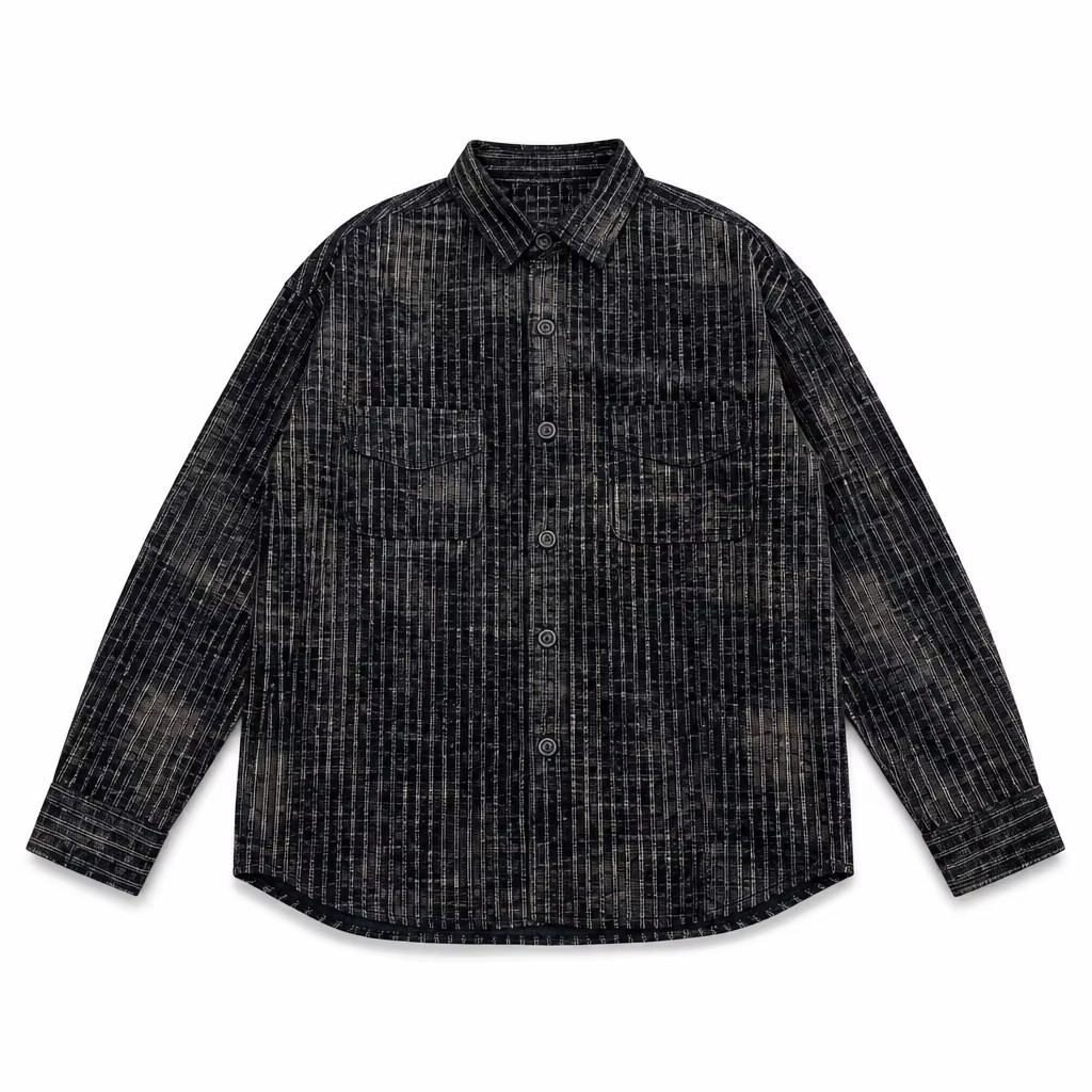 Custom Tie Dyed Corduroy Overshirt model front