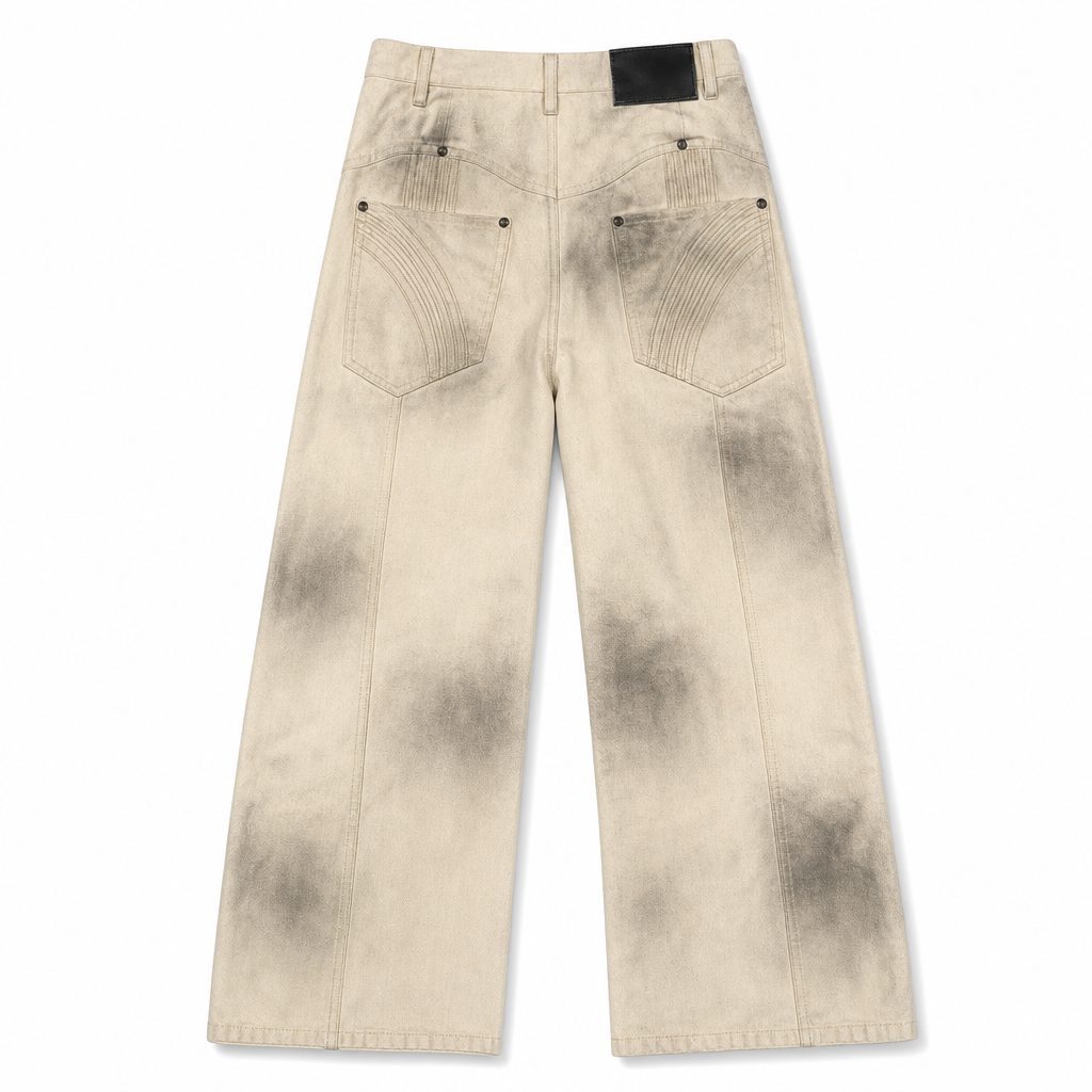 Custom Washed Wide-Leg Utility Pants Wholesale wholesale