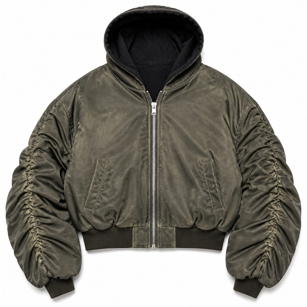Custom Distressed Hooded Bomber Jacket Wholesale wholesale